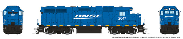 Rapido 38540 - EMD GP38 Ext Cab (DCC and Sound) BNSF 2047 Smurf - HO Scale