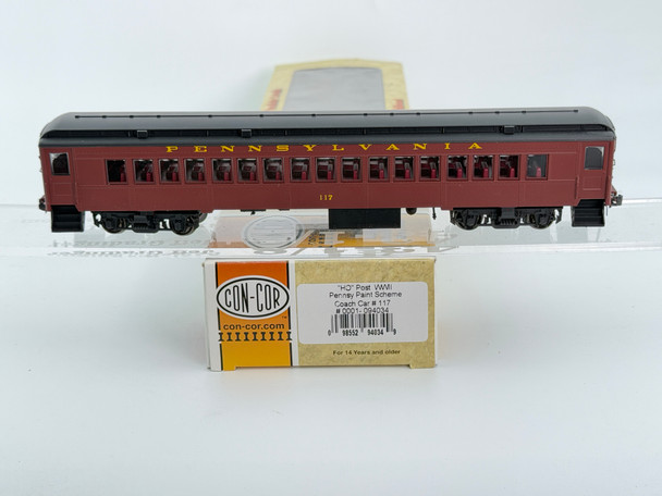 Pre-Owned: Con Cor Post-War Pennsylvania Paint Scheme Coach Car Pennsylvania 117 - HO Scale