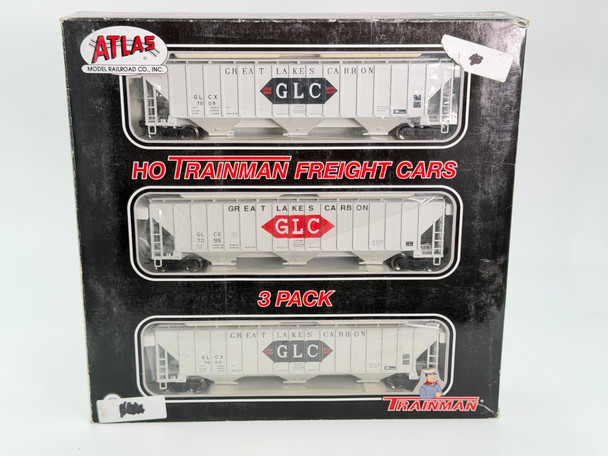 Pre-Owned: Atlas GLC Grain Car 3 pack Thrall 4750 Hoppers - NIB Great Lakes Carbon 7009, 7099, 7000 - HO Scale