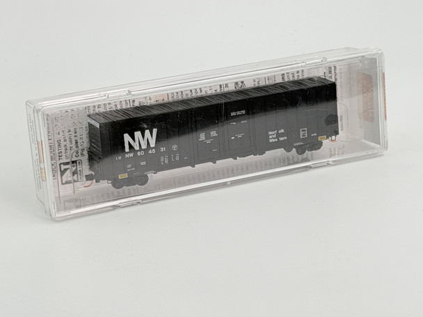 Pre-Owned: Micro-Trains 60’ Box Car, Excess Height, Double Plug Doors, Waffle Side - NIB Norfolk & Western 604531 - N Scale