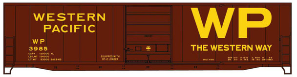 Accurail 5556 - 50' Steel Boxcar w/8' Doors, No Roofwalk & Low Ladders Western Pacific (WP) 3985 - HO Scale Kit