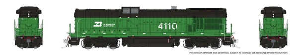 PRE-ORDER: Rapido 1074036 - GE B30-7A Booster 'Twinkie' (DC Silent) Burlington Northern (BN) 4110 - HO Scale