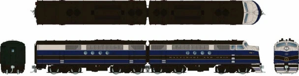 PRE-ORDER: Rapido 1004509 - EMD FT A+B (DCC and Sound) Baltimore & Ohio (B&O) Blue & Gray: #105A + 105AX - HO Scale