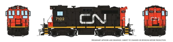 PRE-ORDER: Rapido 1108002 - CN SW1200RSm 'SWEEP' (DC Silent) Canadian National (CN) Large Noodle: #7102 - HO Scale