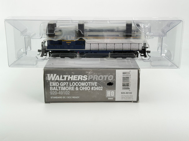 Pre-Owned: Walthers-Proto 2000 EMD GP7 Locomotive, DC, DCC ready, NIB Baltimore and Ohio 3402 - HO Scale