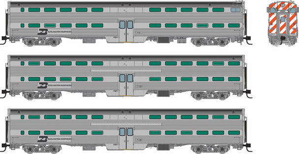 Rapido 545001 - Gallery Commuter Car Set Burlington Northern (BN) Cab: 791 Coaches: 728 746 - N Scale