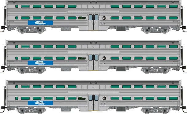 Rapido 545005 - Gallery Commuter Car Set Metra (METX) Coaches: 749 756 760 - N Scale