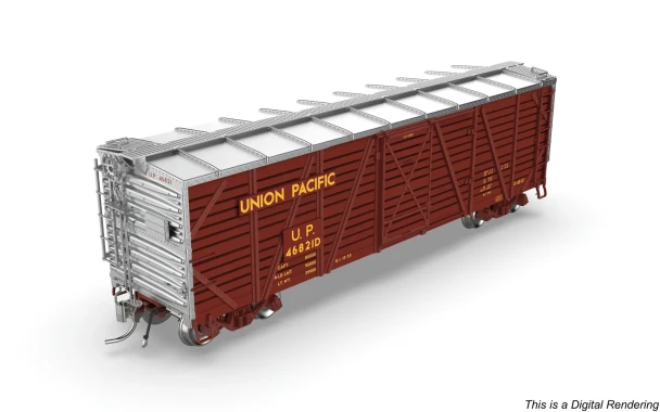PRE-ORDER: Broadway Limited 10705 - 40' Wood Stock Car (Hog Sounds) Union Pacific (UP) 46827D - HO Scale