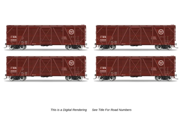 PRE-ORDER: Broadway Limited 10723 - 40' Wood Stock Car 4-Pack (No-Sound) Missouri Pacific (MP) 53948, 53957, 53986, 53989 - HO Scale