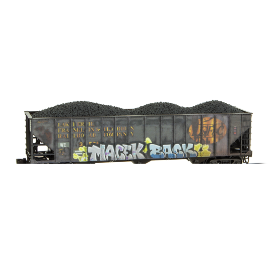 Micro-Trains by Atlas 983105112 - 100-Ton 3-Bay Open Hopper, Rib Sides, w/ Coal Load   Weathered 2-Pack Wheeling and Lake Erie Railway (WLE) 50736, 3526 - N Scale