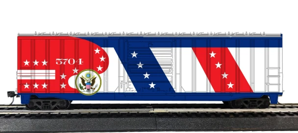Value Trains USA HO10220 - 50'6" ACF Boxcar  Bicentennial Locomotive Scheme 5704 - HO Scale