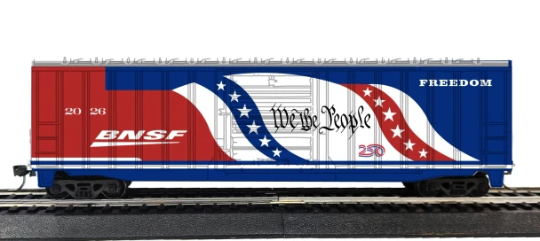 Value Trains USA HO10223 - 50'6" ACF Boxcar BNSF 250th Locomotive Scheme 2026 - HO Scale