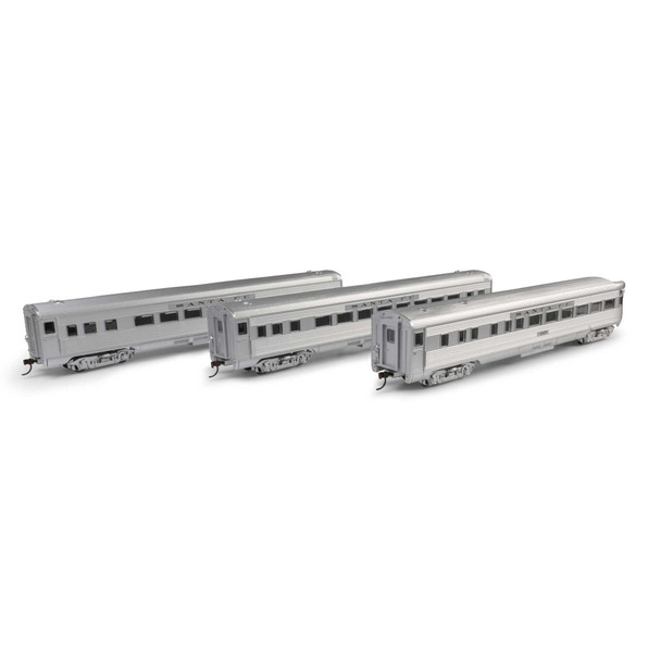 Athearn Roundhouse 3522 - Streamline Passenger Cars (3) Atchison, Topeka and Santa Fe (ATSF) 4010 Coach/4022 Coach/1122 Observation - HO Scale