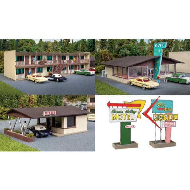 Walthers 933-3487 - Vintage Motor Hotel with Office and Restaurant   - HO Scale Kit