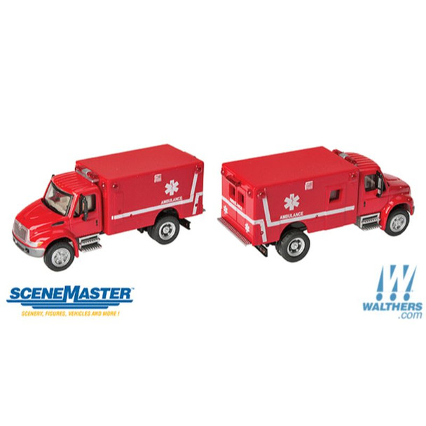 Walthers 949-11931 - International(R) 4300 EMS Ambulance - Red     - HO Scale