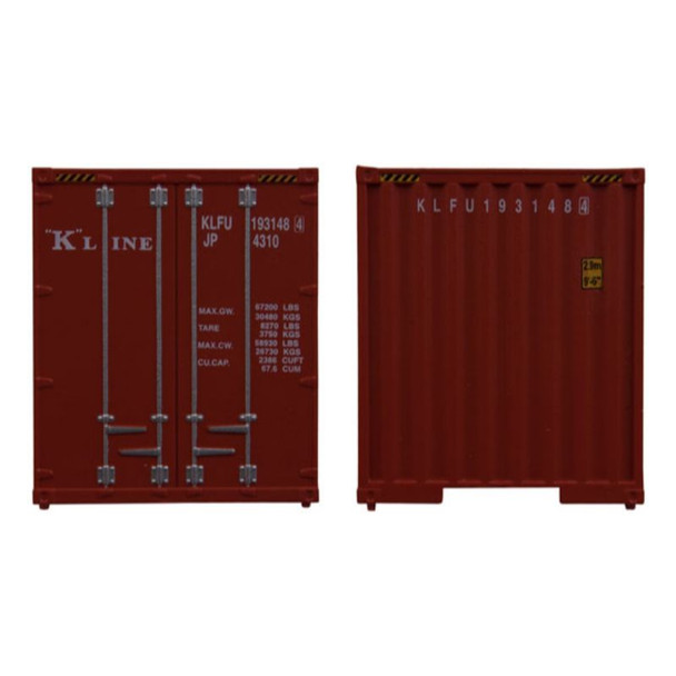 Walthers 949-8203 - 40' Hi Cube Corrugate Container w/ Flat Roof Kawasaki Kisen Kaisha, Ltd (K Line)  - HO Scale