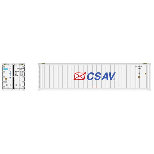 Atlas 20006723 - 40' Refrigerated Container [3-PACKS] CSAV Set #2 (White/Blue/Red) CSAV (CRLU) 7253341, 7253399, 7253450 - HO Scale