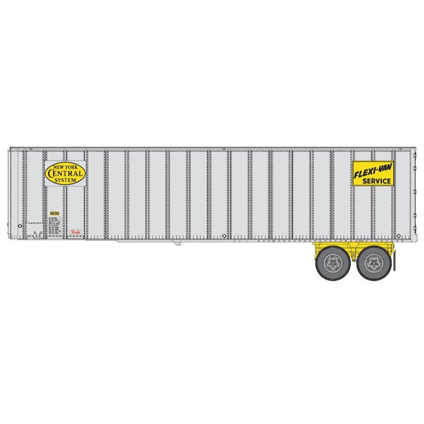 Walthers 949-2606 - Flexi-Van 40' Trailer 2-Pack - Assembled - New York Central #1 (yellow logo and Flexi-Van placards; end doors)  New York Central (NYC) 8773, 8696 - HO Scale