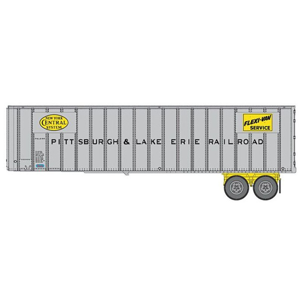 Walthers 949-2611 - Flexi-Van 40' Trailer 2-Pack - Assembled (yellow NYC logo, Flexi-Van placards; end doors)  New York Central (NYC)  - HO Scale