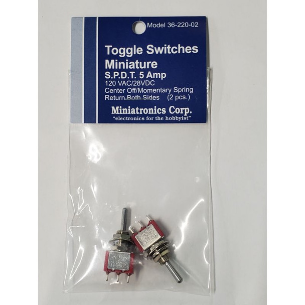 Miniatronics Corp.  36-220-02 - Mini Return to Middle Toggle Switches (2) SPDT 5 Amp 120 V