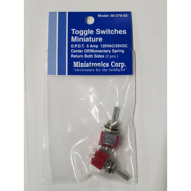 Miniatronics Corp.  36-270-02 - Mini Return to Middle Toggle Switches (2) DPDT 5 Amp 120 V   -