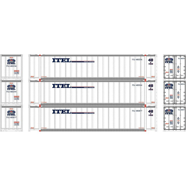 Athearn 17301 - 48' Container [3 Pack] Itel (ITLU)  - N Scale