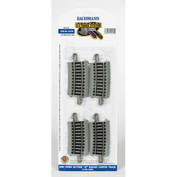 Bachmann 44530 - Curved Track w/ Nickel Silver Rail & Grey Roadbed E-Z Track - 18" Radius pack of 4 - HO Scale