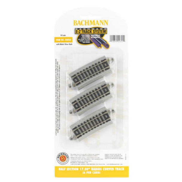 Bachmann 44825 - EZ Track 17-1/2" Radius 1/2 Curve 6pc - N Scale