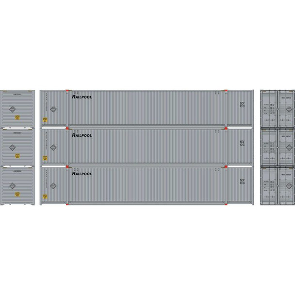 Athearn 17742 - 53' CIMC Container (3) Railpool (APXU)  - N Scale