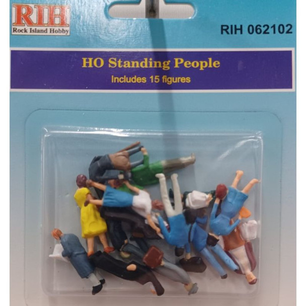 Rock Island Hobby 062102 - Standing People - Painted (15) - HO Scale