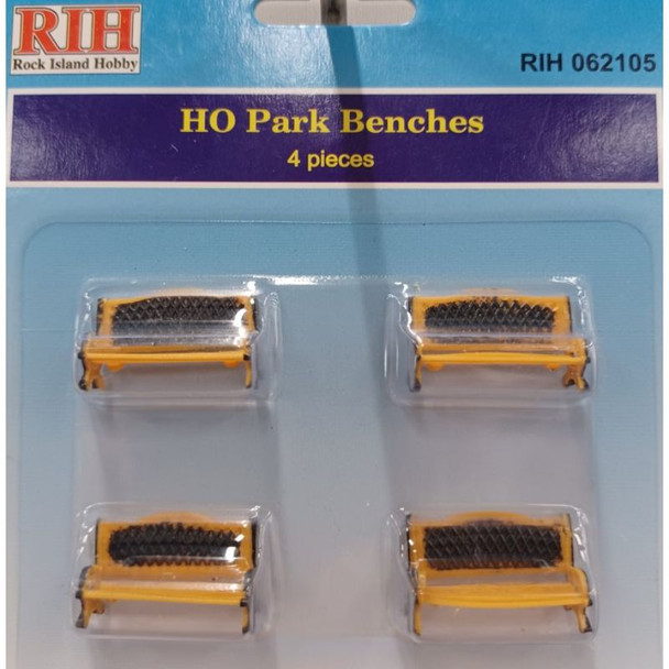 Rock Island Hobby 062105 - Park Benches - Painted (4) - HO Scale