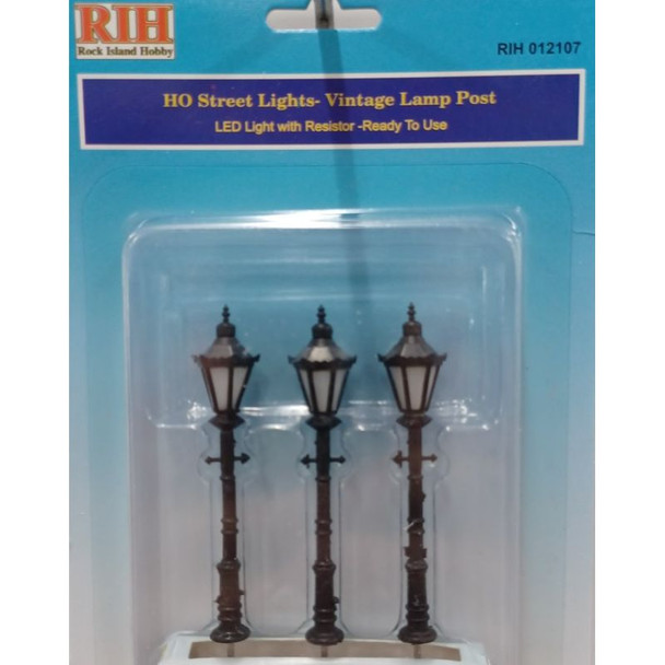 Rock Island Hobby 012107 - Street Lights - Vintage Lamp Posts (3) - HO Scale