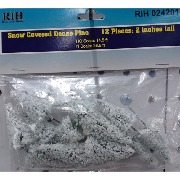 Rock Island Hobby 024201 - Snow Covered Dense Pine - 2 inches Tall (12) - Multi Scale