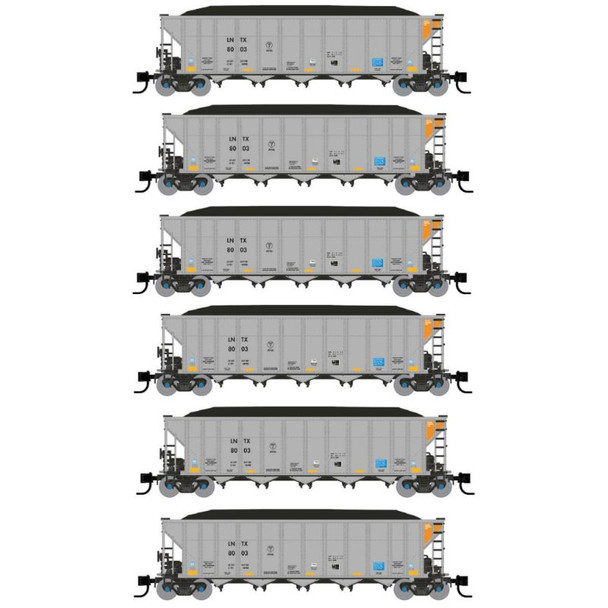 Rapido 538034 - Autoflood III Coal Hopper (6 car set) Alliant Energy (LNTX) - N Scale