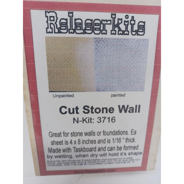 RslaserKits 3716 - Cut Stone Wall - 4" x 8" sheet, 1/16" thick - N Scale Kit