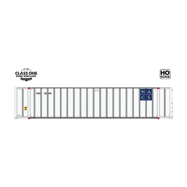 Class One Model Works CT00507 - Hyundai 48' Exterior-Post Containers NACS - North American Container System  680023 - HO Scale