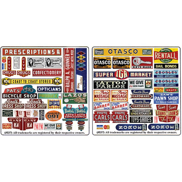 Blair Line 037 - Printed Storefront & Advertising Signs -- Storefront Signs #4   - N Scale Kit