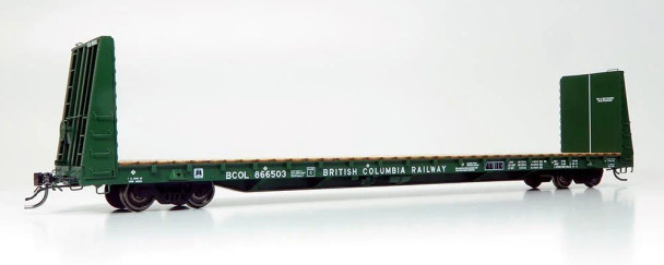 Rapido 147005A - Marine Industries 66' Bulkhead Flatcar British Columbia Railway (BCOL) 866739 - HO Scale