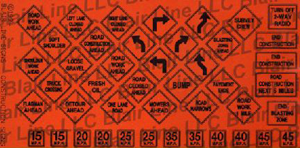 Blair Line 104 - Construction Zone Signs - HO Scale