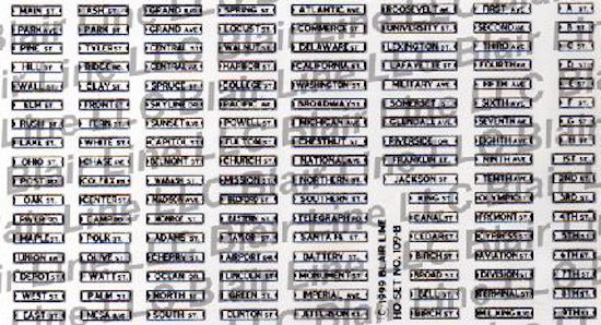 Blair Line 109 - Street Signs - HO Scale