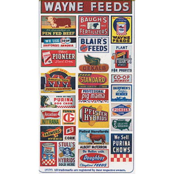 Blair Line 135 - Vintage Feed & Seed, Storefront & Advertising Signs   - HO Scale Kit