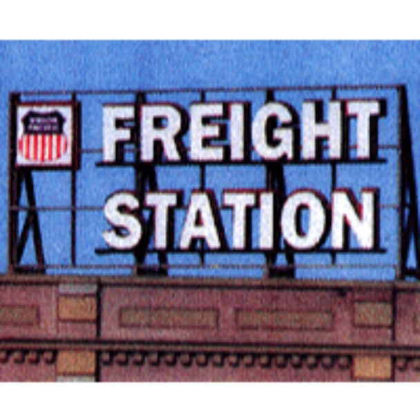 Blair Line 1503 - Laser-Cut Wood Billboards - Small for Z, N & HO -- Freight Station w/30 Railroad Heralds 2-1/2" Wide x 1-3/8" Tall  6.2 x 3.4cm   - Multi Scale Kit
