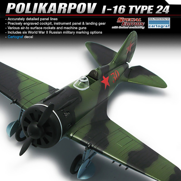 Academy 12314 - POLIKARPOV I-16 TYPE 24 Russia  - 1:48 Scale Kit