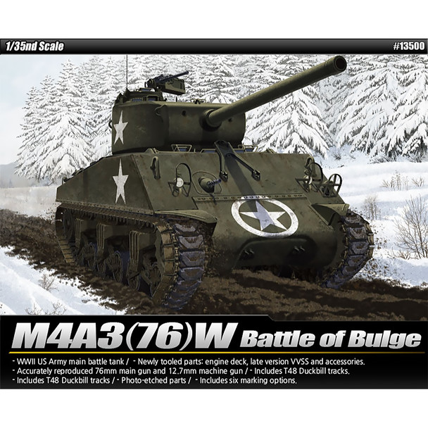 Academy 13500 - M4A3 (76)W "Battle of the Bulge" United States  - 1:35 Scale Kit