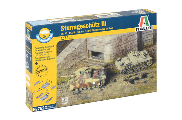 Italeri 7522 - Sturmgeschutz III Sd.Kfz.142/1 (2 FAST ASSEMBLY MODELS) Germany  - 1:72 Scale Kit
