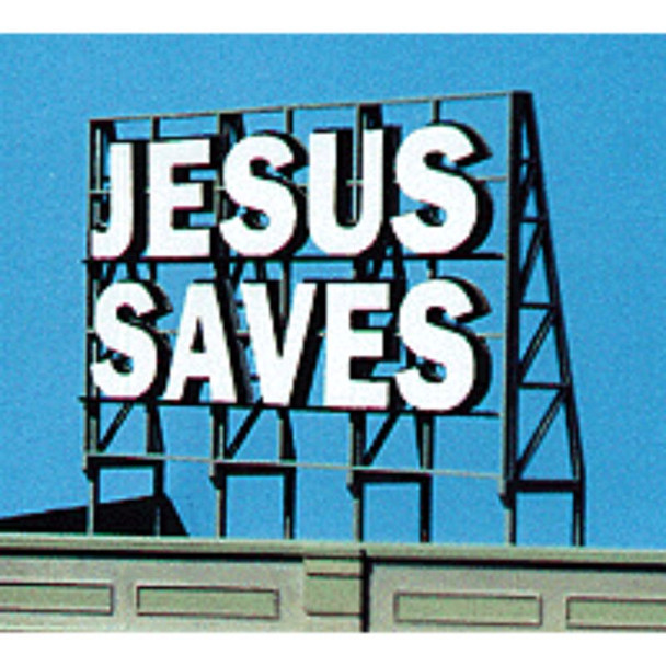 Blair Line 2507 - Laser-Cut Wood Billboard Kits - Large for HO, S & O -- Jesus Saves 3-1/2 x 2-1/2"  8.7 x 6.2cm   - Multi Scale Kit