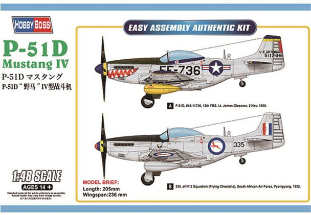 Hobby Boss 85806 - P-51D Mustang IV Fighter United States  - 1:48 Scale Kit