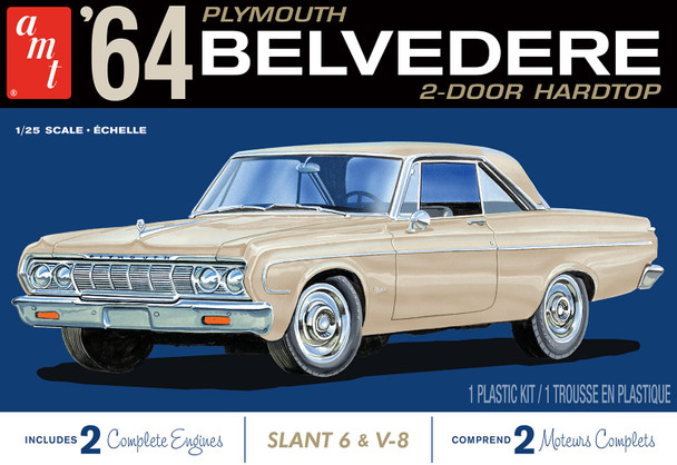 AMT 1188 - 1964 Plymouth Belvedere (W-Slant 6 Engine)  - 1:25 Scale Kit