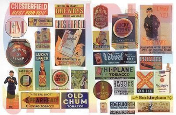 JL Innovative 427 - Vintage Tobacco, Cigar & Beer Signs 1930s-40s (30 Signs) - HO Scale