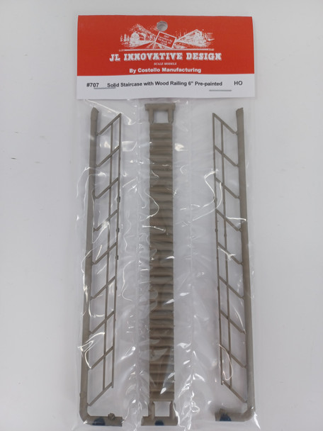 JL Innovative 707 - Solid Staircase with Wood Railing 6" Pre-painted - HO Scale